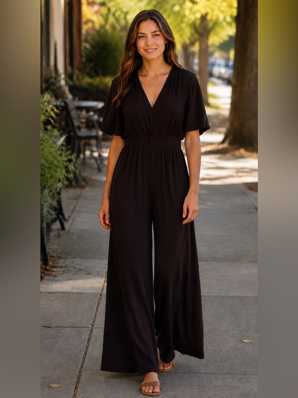 Aritzia Wilfred Illana Black Wide Leg Jumpsuit SZ S Quiet Luxury
